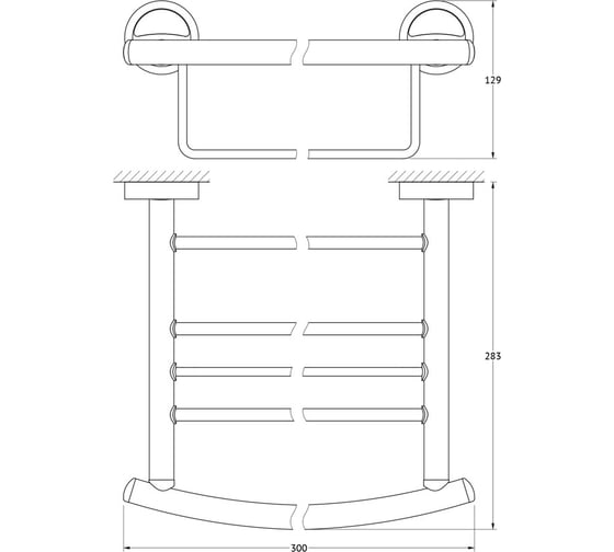 Полка для полотенец со штангой FBS 30 cm хром ELL 039