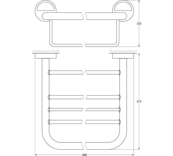Полка для полотенец со штангой FBS 30 cm хром LUX 039