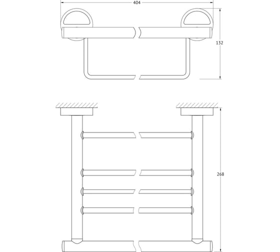 Полка для полотенец со штангой FBS 40 cm хром LUX 040