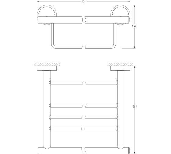 Полка для полотенец со штангой FBS 60 cm хром LUX 042
