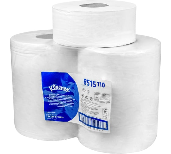 Бумага туалетная KIMBERLY-CLARK PROF 2-слойная, 250 м в рулоне, 94х235 мм, kleenex, белая 1/6 KC-8515