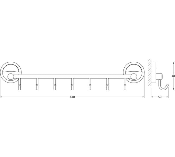 Штанга с 7-ю крючками FBS 40 cm хром ELL 028