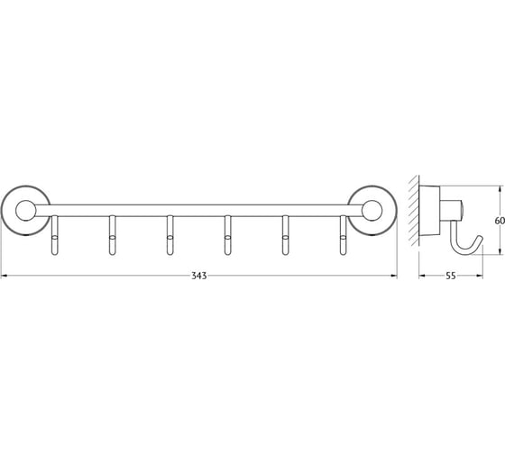 Штанга с 6-ю крючками FBS 35 cm хром NOS 027
