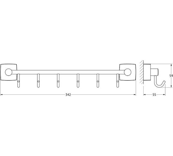 Штанга с 6-ю крючками FBS 35 cm хром ESP 027