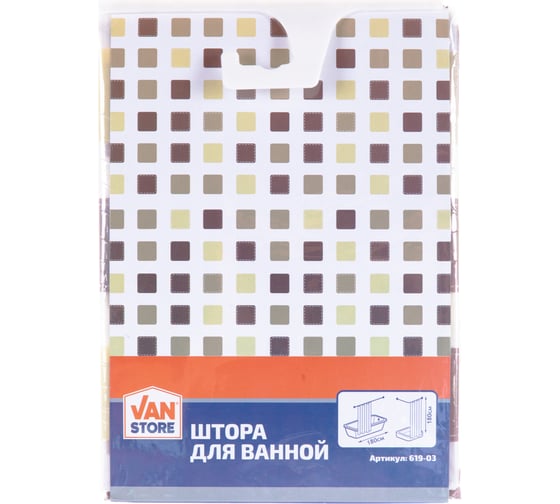 Занавеска для ванной комнаты Vanstore 0,07 Плитка 180*180 PEVA 619-03