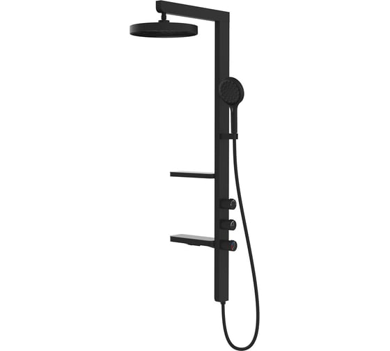 Душевая стойка VINCEA Inspire с изливом, 30 см верхний душ, черный VSFS-3I11MB