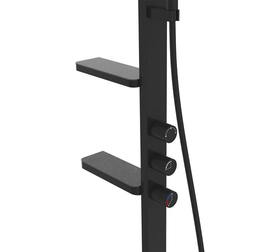 Душевая стойка VINCEA Inspire с изливом, 30 см верхний душ, черный VSFS-3I11MB