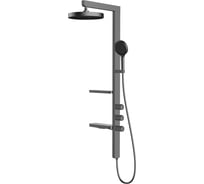 Душевая стойка VINCEA Inspire с изливом, 30 см верхний душ, вороненая сталь VSFS-3I11GM