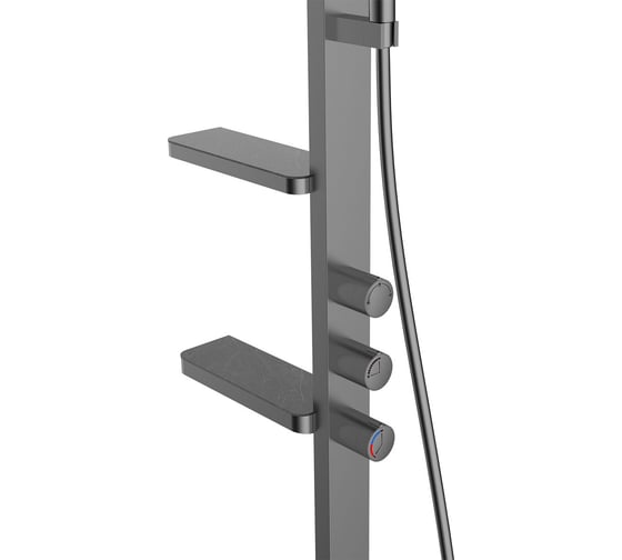 Душевая стойка VINCEA Inspire с изливом, 30 см верхний душ, вороненая сталь VSFS-3I11GM