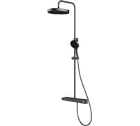 Душевая стойка VINCEA Inspire термостатическая, с изливом, 30 см верхний душ, вороненая сталь VSFS-3I12TGM