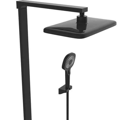 Душевая стойка VINCEA Inspire термостатическая, с изливом, черный VSFS-3I13TMB