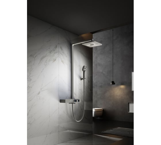 Душевая стойка VINCEA Inspire термостатическая, с изливом, вороненая сталь VSFS-3I13TGM