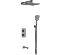 Душевой комплект VINCEA Next термостатический, встраиваемый, трехрежимный, вороненная сталь VSFW-1N3TGM