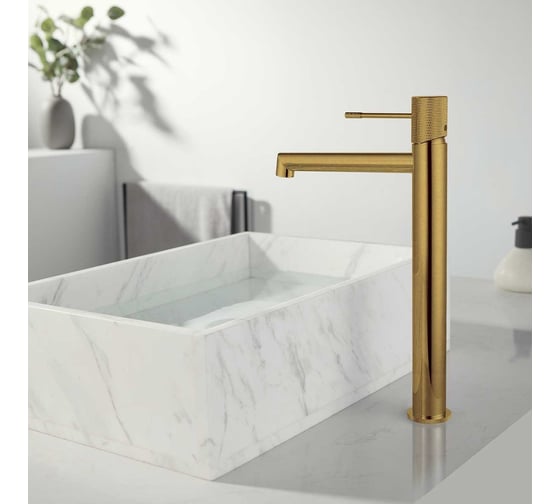 Смеситель для раковины VINCEA Desire однорычажный, брашированное золото VBF-1D2BG
