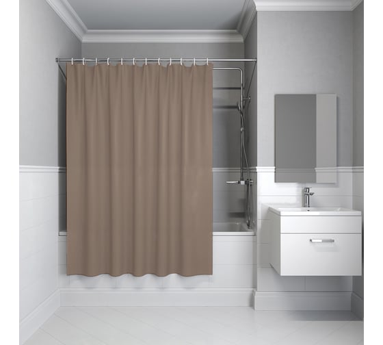 Штора для ванной IDDIS 200x180 см, Полиэстер, коричневый BS03P18i11