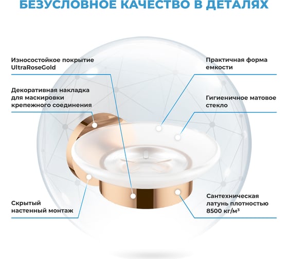 Стеклянная мыльница с латунным настенным держателем Wellsee Finishing Touch 182504000