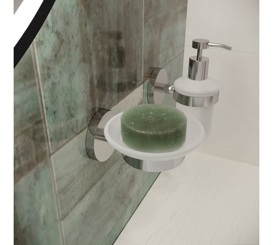 Стеклянная мыльница с латунным настенным держателем Wellsee Finishing Touch 182501000
