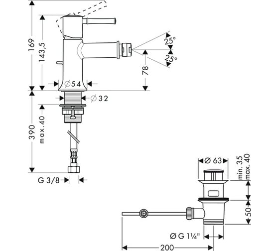Смеситель для биде HANSGROHE 14120000 Talis Classic 00000007356