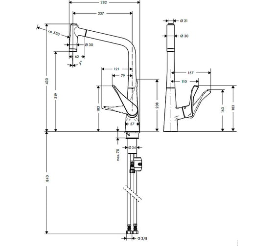 Смеситель для кухни HANSGROHE 14820000 Metris 00000030516