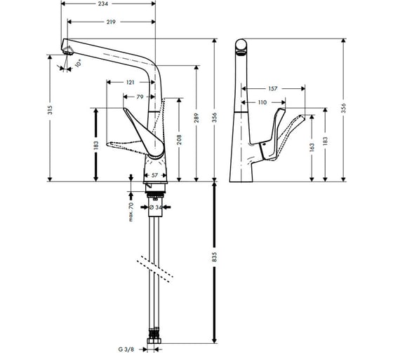 Смеситель для кухни HANSGROHE 14822800 Metris 00000030569