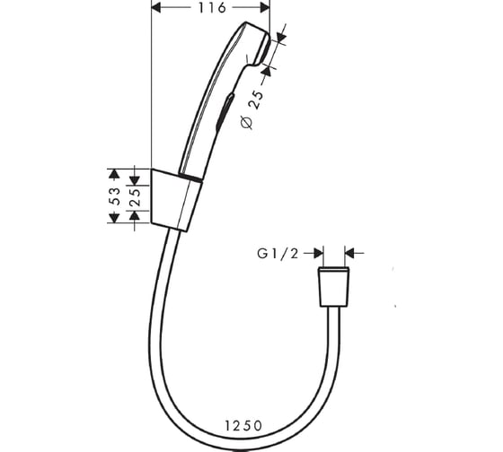 Гигиенический ручной душ со шлангом 125 см и держателем HANSGROHE 32129000 00000008363
