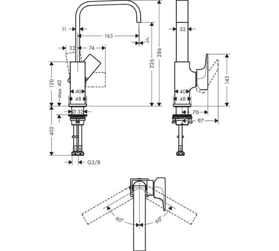 Смеситель для раковины HANSGROHE 32511000 Metropol 230 00000053940
