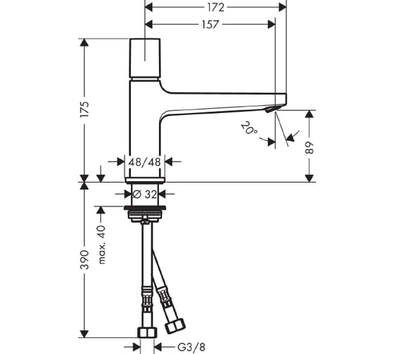 Смеситель для раковины HANSGROHE 32570000 Metropol Select 100 00000053937
