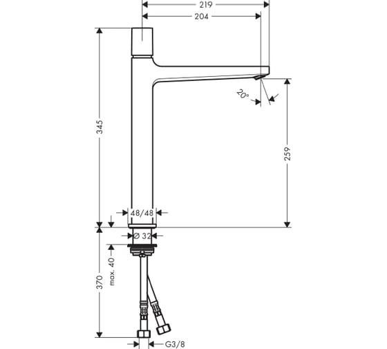 Смеситель для раковины HANSGROHE 32572000 Metropol Select 260 00000053943
