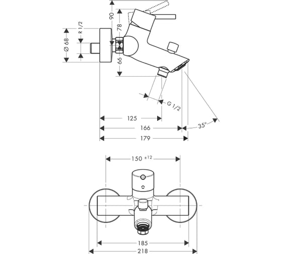 Смеситель для ванны HANSGROHE 32440000 Talis S2 00000008377