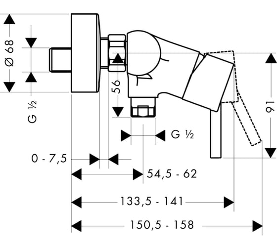 Смеситель для душа HANSGROHE 32640000 Talis S2 00000008385