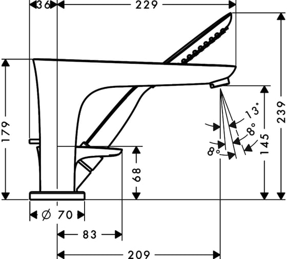 Смеситель для ванны HANSGROHE 15432000 PuraVida на 3 отверстия 00000007483