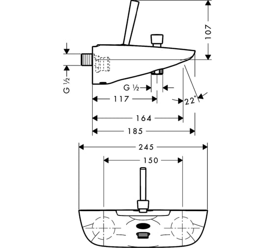 Смеситель для ванны HANSGROHE 15472000 PuraVida 00000007496