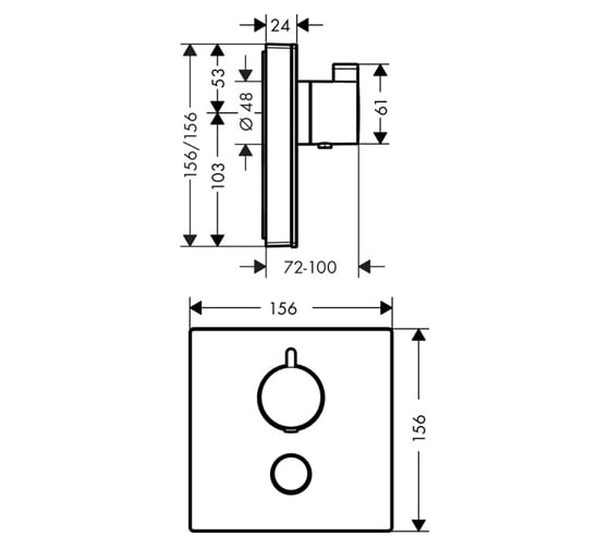 Термостатический смеситель для душа HANSGROHE Select glass Highflow 00000043956
