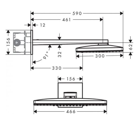 Верхний душ HANSGROHE 24005600 Rainmaker Select 460 2jet 00000058564