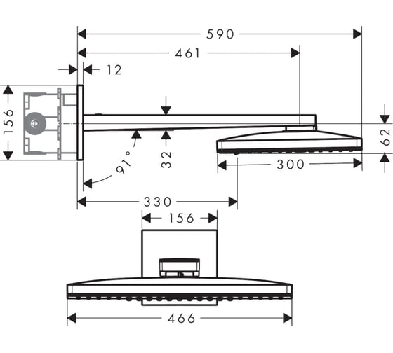 Верхний душ HANSGROHE 24007400 Rainmaker Select 460 3jet 00000044061