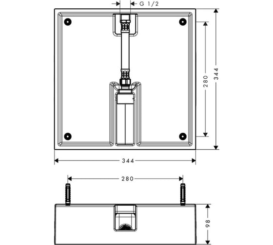 Скрытая часть HANSGROHE 26254180 Raindance Е Air 1jet 400*400 верхний душ 00000057525