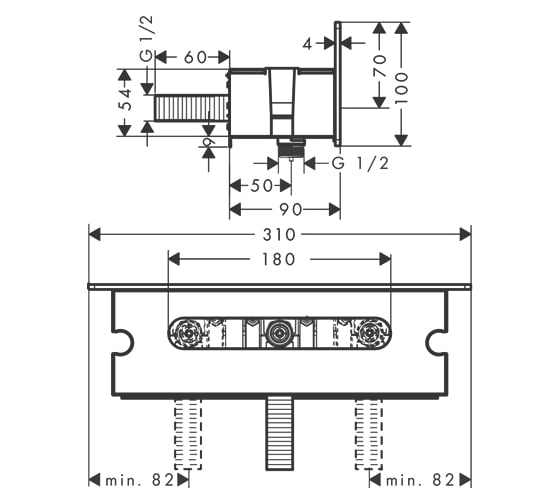 Шланговое подсоединение HANSGROHE 26456400 Fixfit Porter 300 с полкой и держателем 00000052470