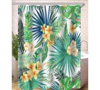 Штора для ванной Zalel фотопринт, 180x200, тропики, с кольцами 553274