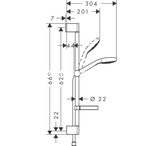 Душевой гарнитур HANSGROHE 26586400 Croma Select E Vario 65см 00000044752