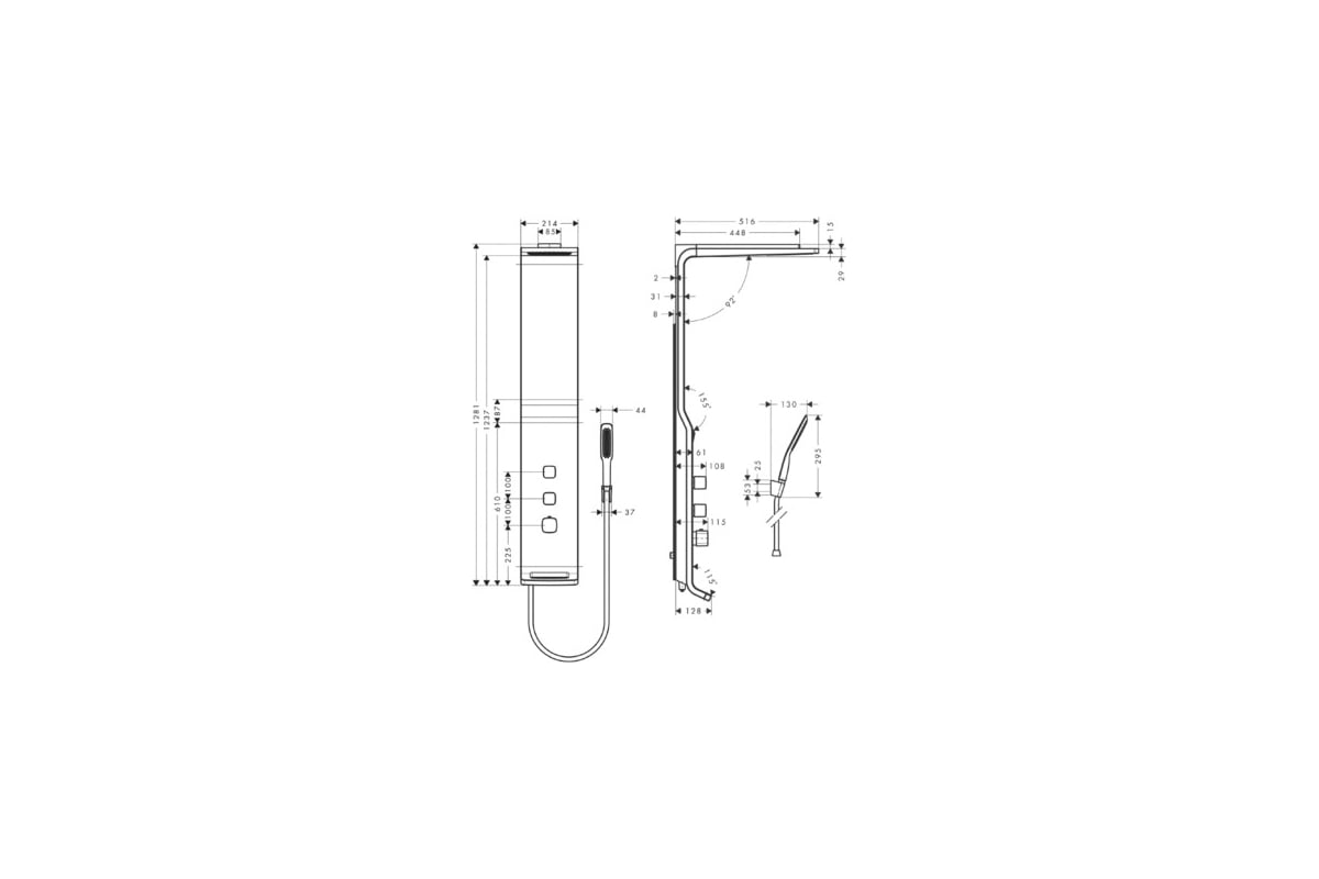 Душевая панель HANSGROHE 27008400 Raindance Lift 00000007624 - выгодная  цена, отзывы, характеристики, фото - купить в Москве и РФ