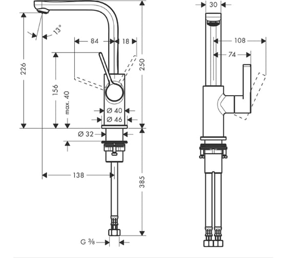 Смеситель для раковины HANSGROHE 31161000 Metris S поворотный излив 00000008173