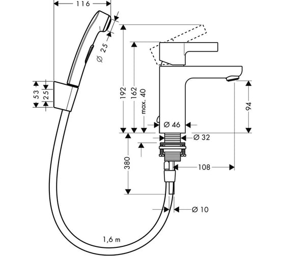 Смеситель для раковины HANSGROHE 31160000 Metris S 00000008172
