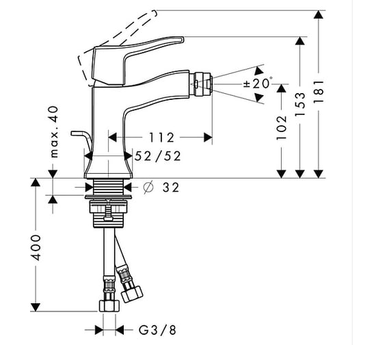 Смеситель для биде HANSGROHE 31275000 Metris Classic 00000008196