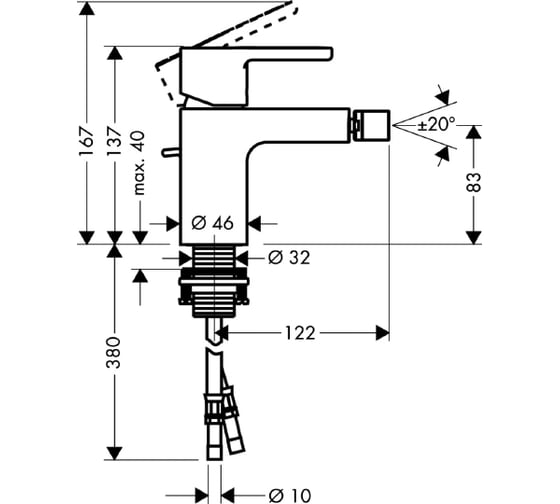 Смеситель для биде HANSGROHE 31261000 Metris S 00000008192