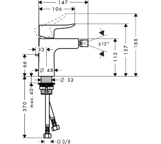 Смеситель для биде HANSGROHE 31280000 Metris 00000008198