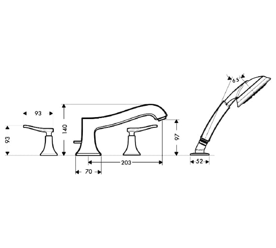 Смеситель для ванны, внешняя часть HANSGROHE 31314000 Metris Classic 00000008199
