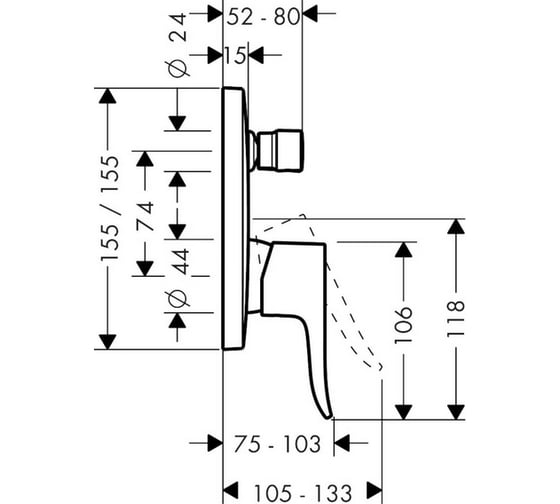Смеситель для ванны, внешняя часть HANSGROHE 31454000 Metris 00000037741