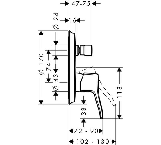 Смеситель для ванны, внешняя часть HANSGROHE 31485000 Metris Classic 00000008215