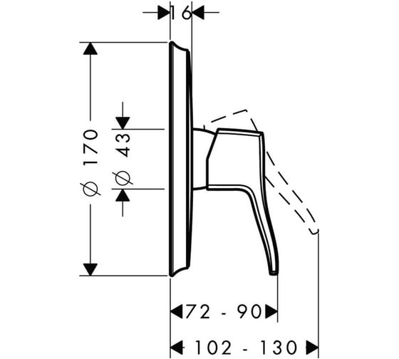 Смеситель для душа, внешняя часть HANSGROHE 31676000 Metris Classic 00000008254