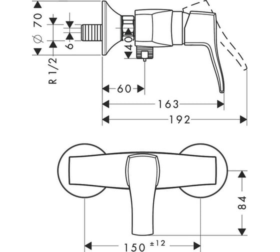Смеситель для душа HANSGROHE 31672000 Metris Classic 00000008251